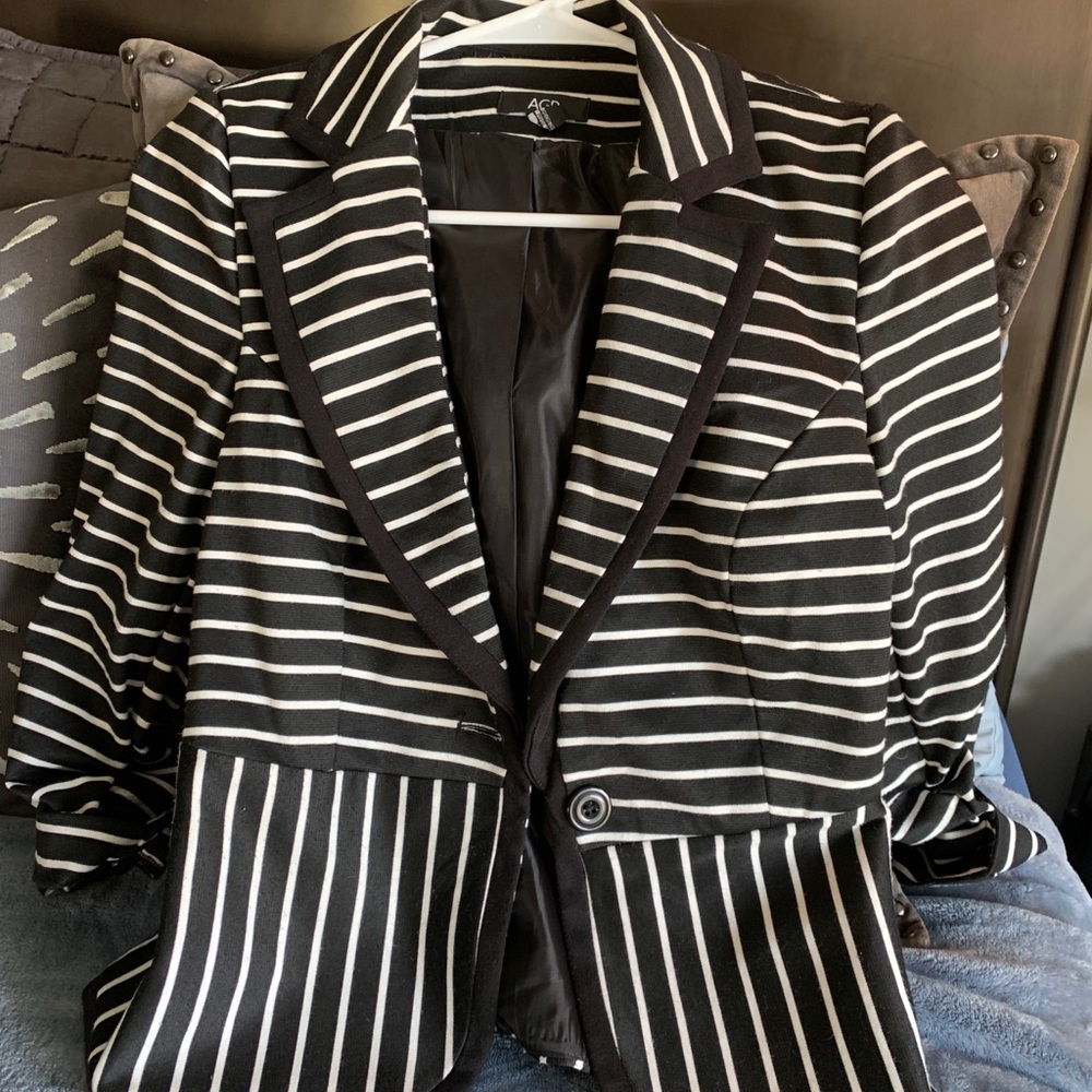 AGB black and white striped blazer jacket